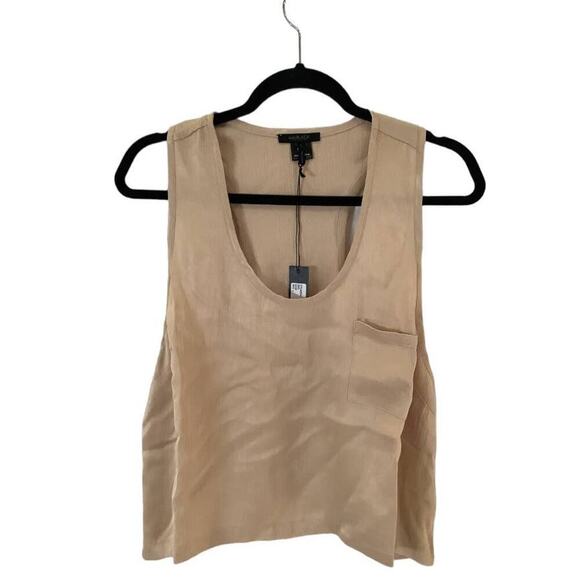 Bobi Beige Women Cropped Woven Satin Tank Size Large - Picture 2 of 13